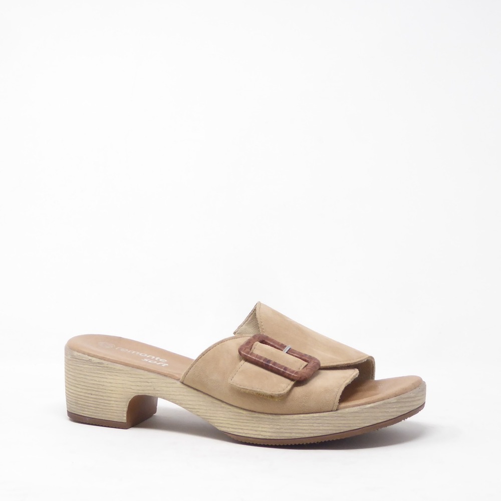 Remonte Jerilyn 56 Women Sandals Tan Suede Buckle Slide Clog 41 EU / 9.5 US